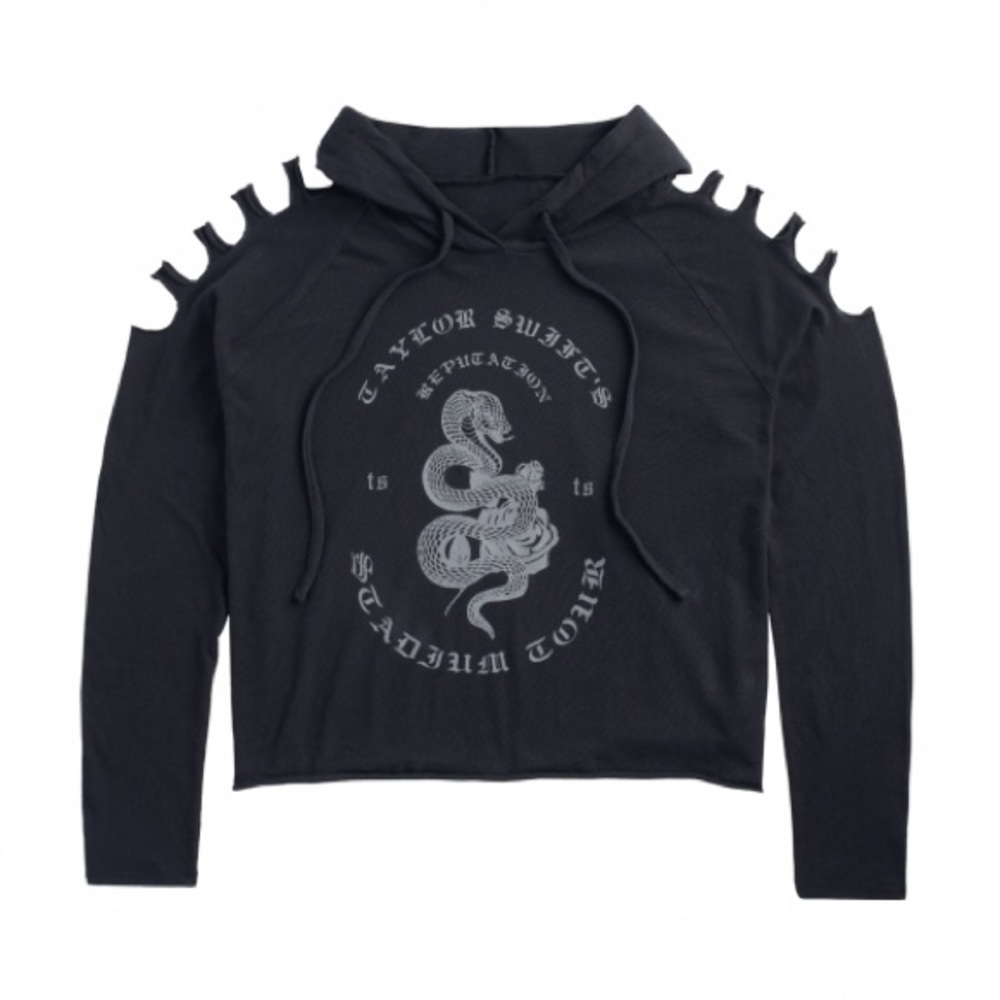 Taylor Swift shoulder cut out cropped hoodie